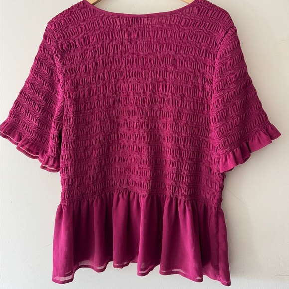 Torrid Fuchsia Pink Peplum Chiffon Smocked Top - Picture 5 of 6